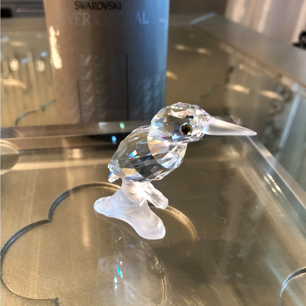 SWAROVSKI RETIRED STERLING CRYSTAL KINGFISHER ON A PERCH
